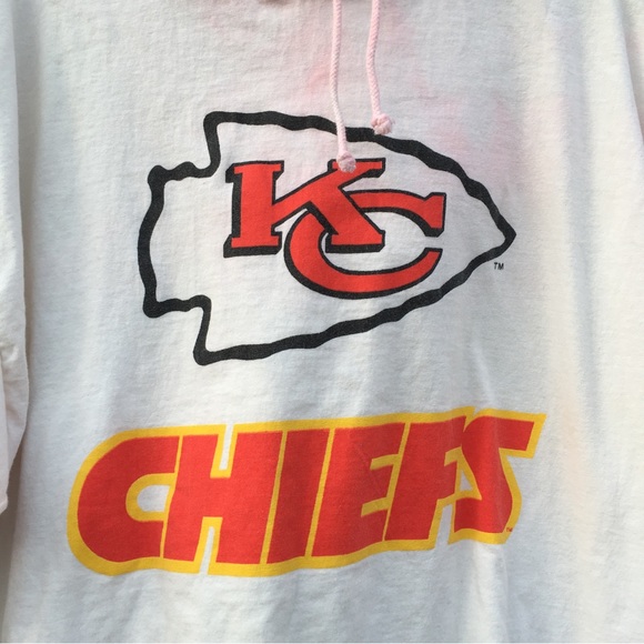 Vintage 90s Kansas City Chiefs Apex One Hooded White T-Shirt NFL Size Large ** - Picture 5 of 11